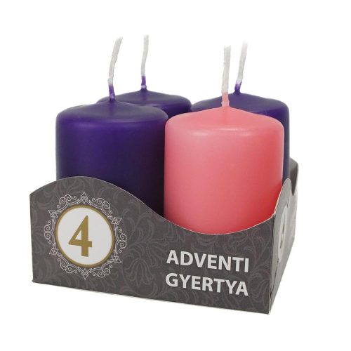 Gyertya adventi kicsi LILA-PINK 4db/cs