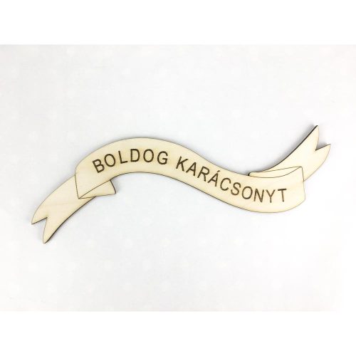 Natúr fa - "Boldog karácsonyt" szalag 23cm