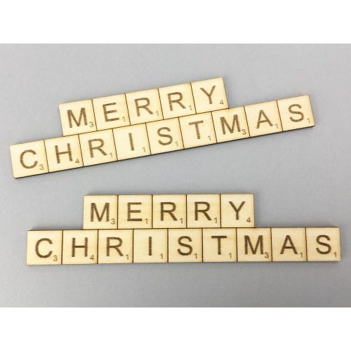 Natúr fa - "MERRY CHRISTMAS" scrabble tábla 3x13,8cm 2db/csomag