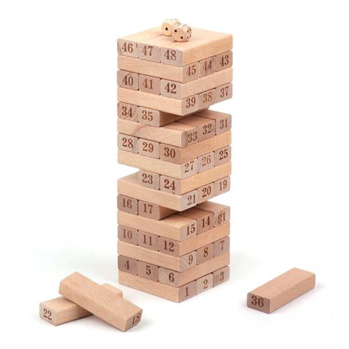 Jenga építőjáték (48db-os, natúr számos)