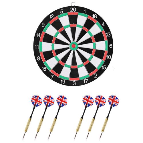 Darts tábla 45cm, kétoldalú (6 db fémhegyű nyíllal)