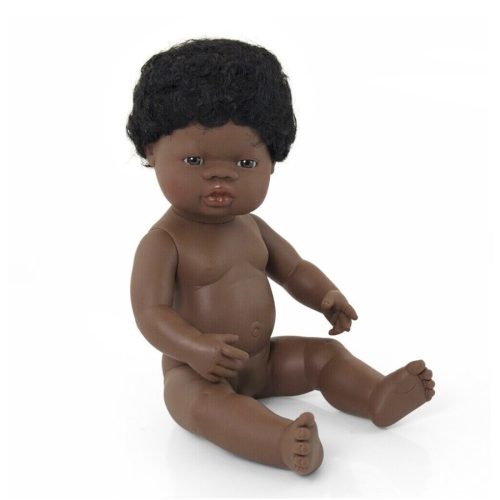 Baba - afrikai fiú, hajas, 38 cm-es, vízálló, MINILAND, ML31053