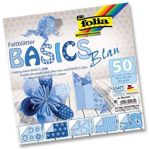 Folia origami papír "basics" 20x20cm kék 50ív