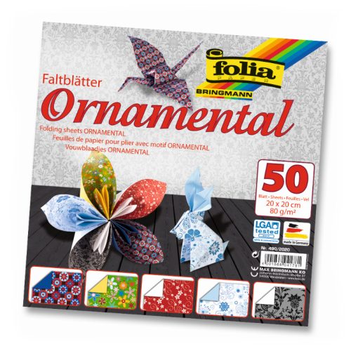 Folia origami papír"ornamental"20x20cm különféle 50 motívum